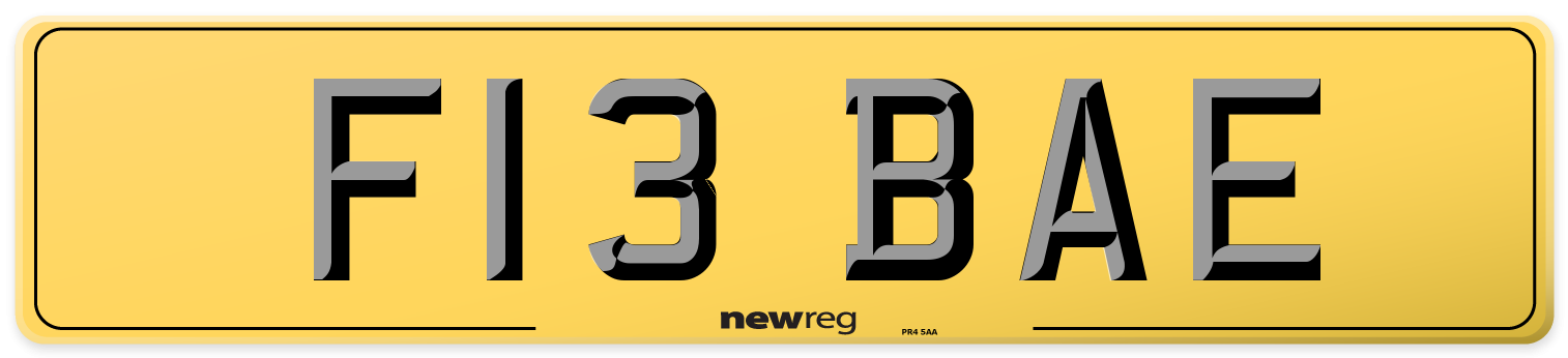 F13 BAE Rear Number Plate