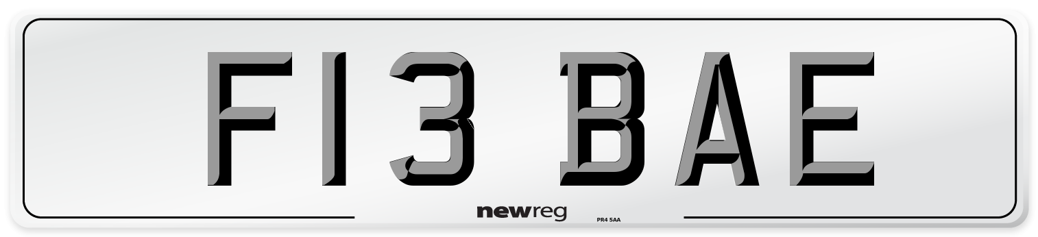 F13 BAE Front Number Plate