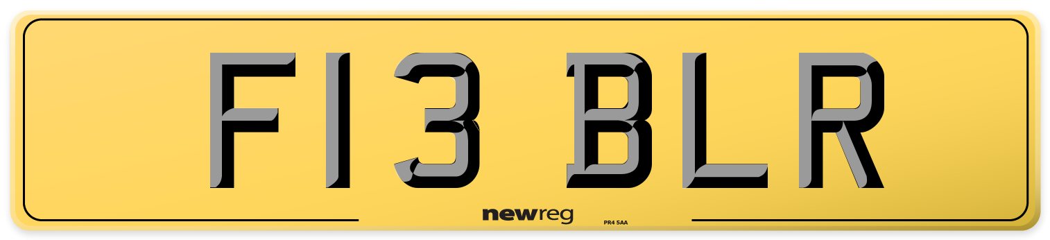F13 BLR Rear Number Plate