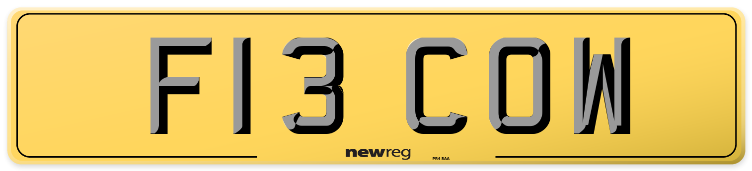 F13 COW Rear Number Plate