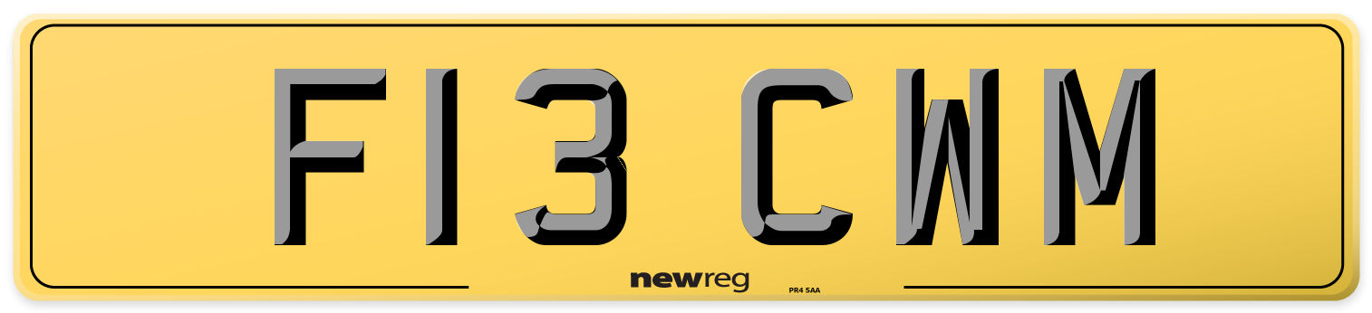 F13 CWM Rear Number Plate
