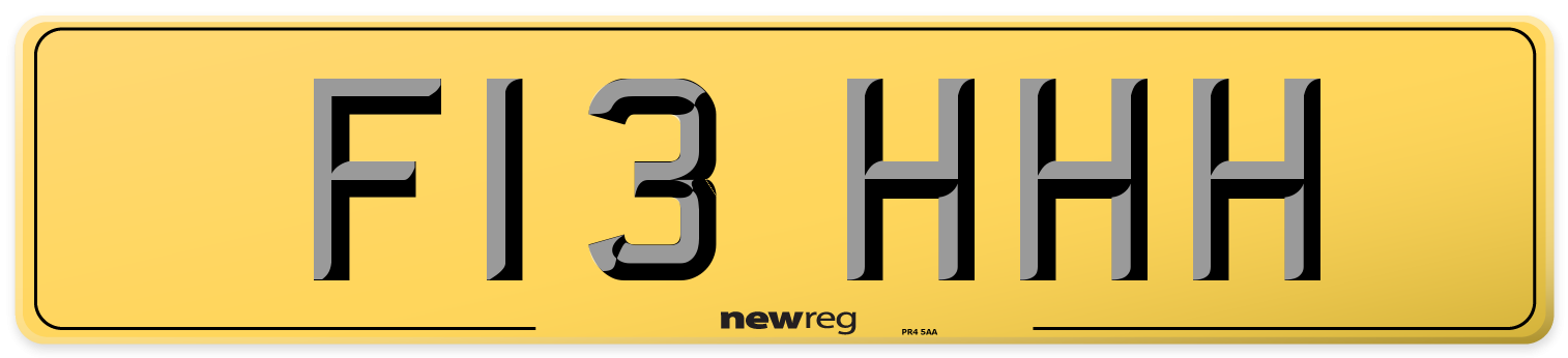 F13 HHH Rear Number Plate