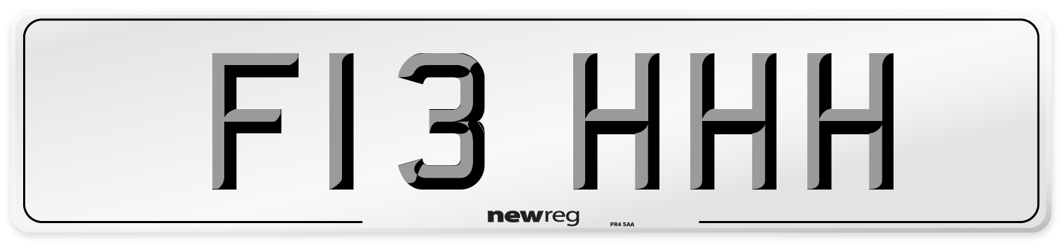 F13 HHH Front Number Plate