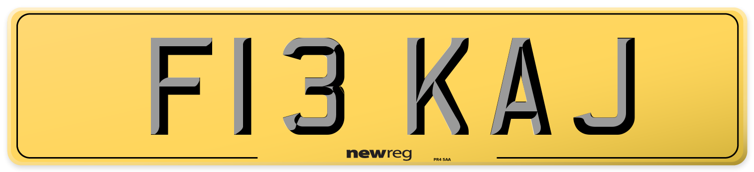 F13 KAJ Rear Number Plate