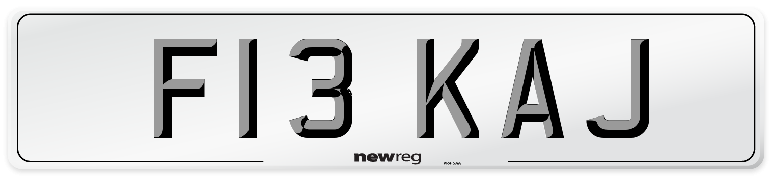 F13 KAJ Front Number Plate