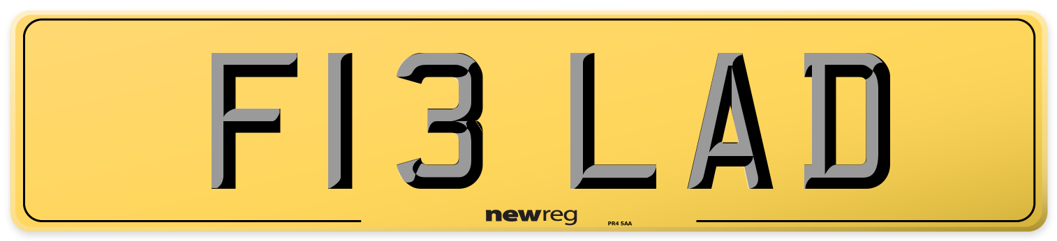 F13 LAD Rear Number Plate