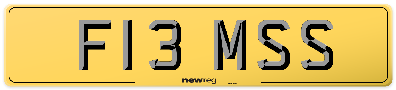 F13 MSS Rear Number Plate