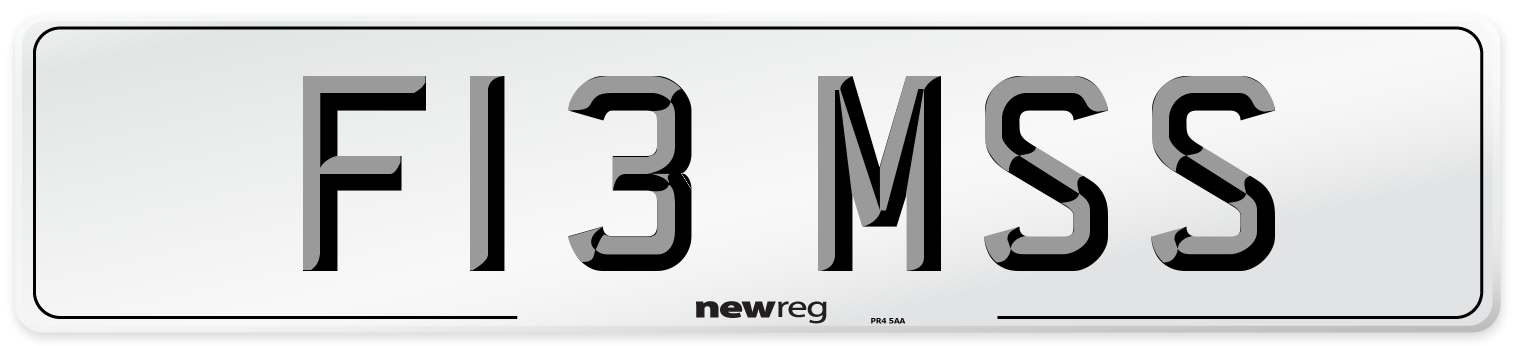 F13 MSS Front Number Plate