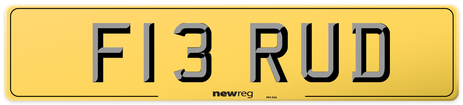 F13 RUD Rear Number Plate