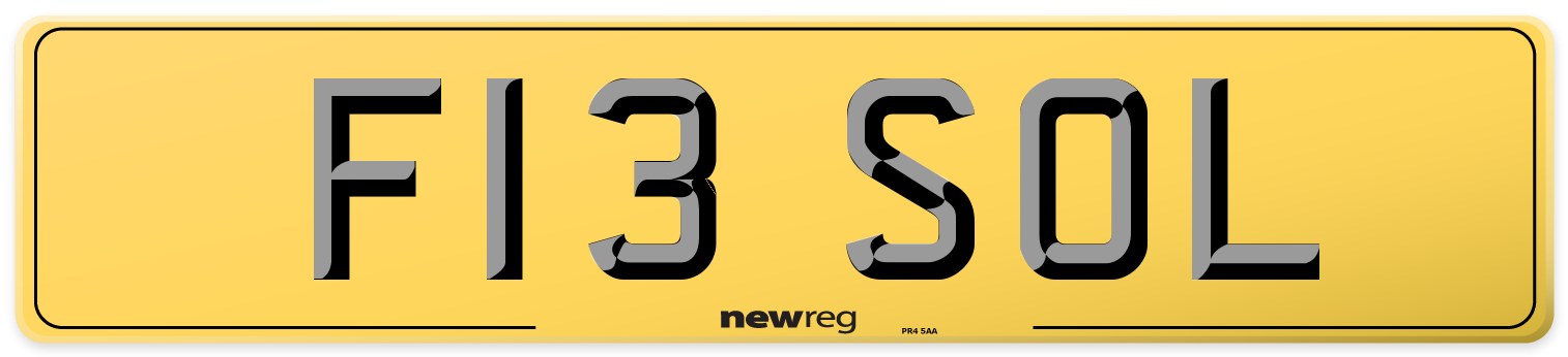 F13 SOL Rear Number Plate