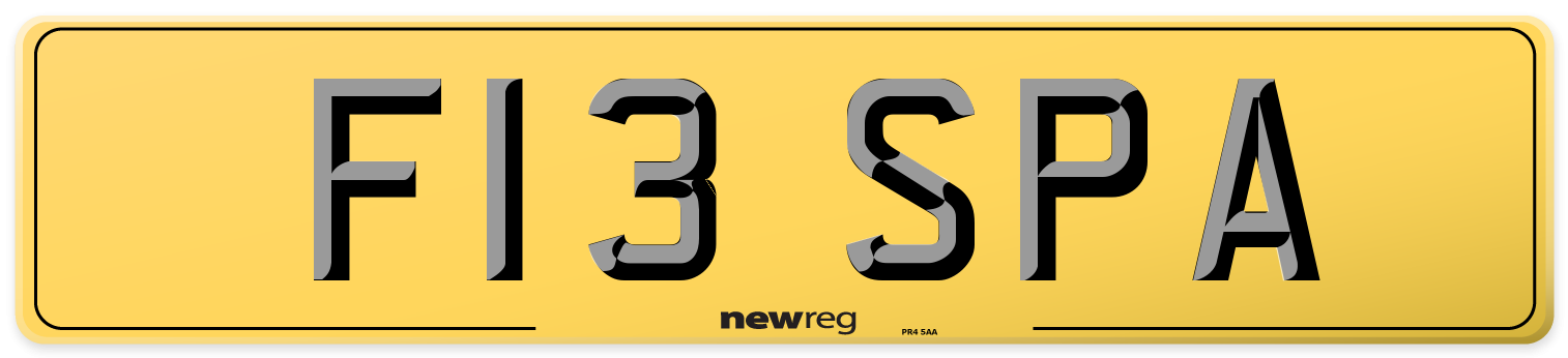 F13 SPA Rear Number Plate
