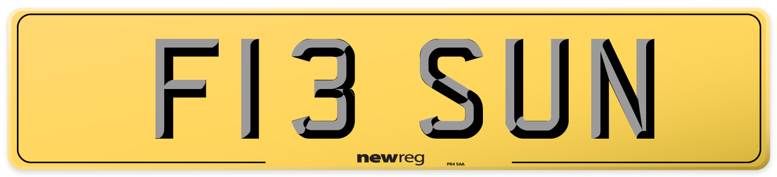 F13 SUN Rear Number Plate