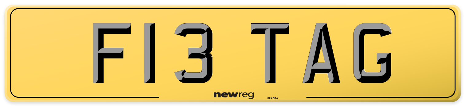 F13 TAG Rear Number Plate