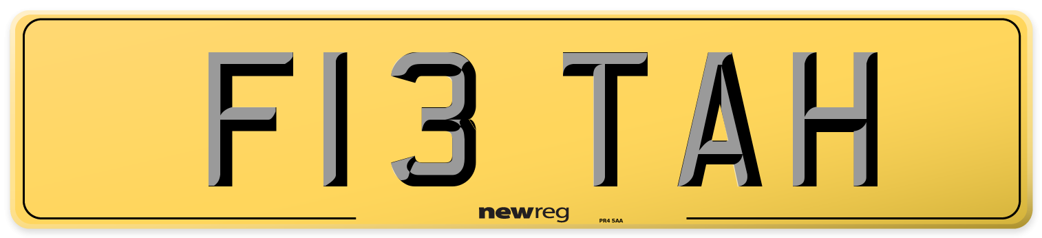 F13 TAH Rear Number Plate