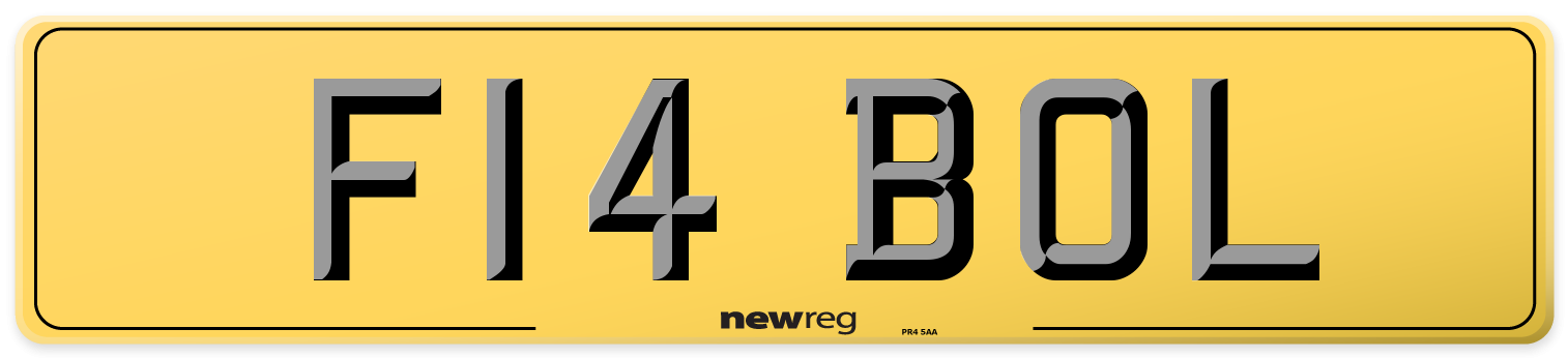 F14 BOL Rear Number Plate