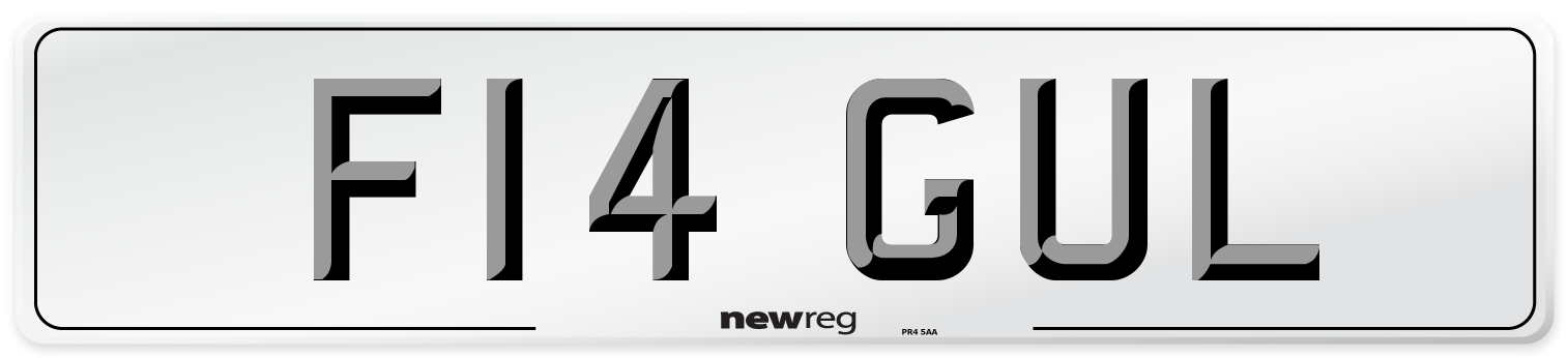 F14 GUL Front Number Plate