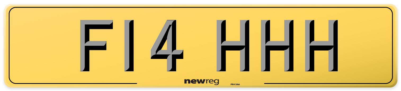 F14 HHH Rear Number Plate