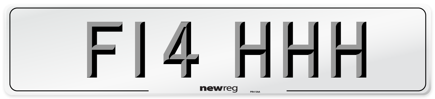 F14 HHH Front Number Plate