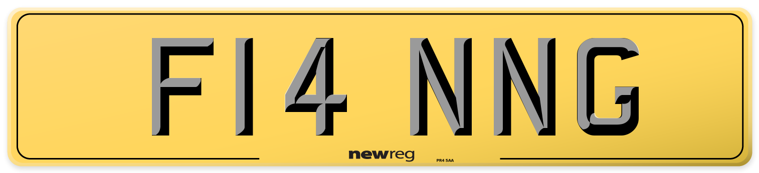 F14 NNG Rear Number Plate