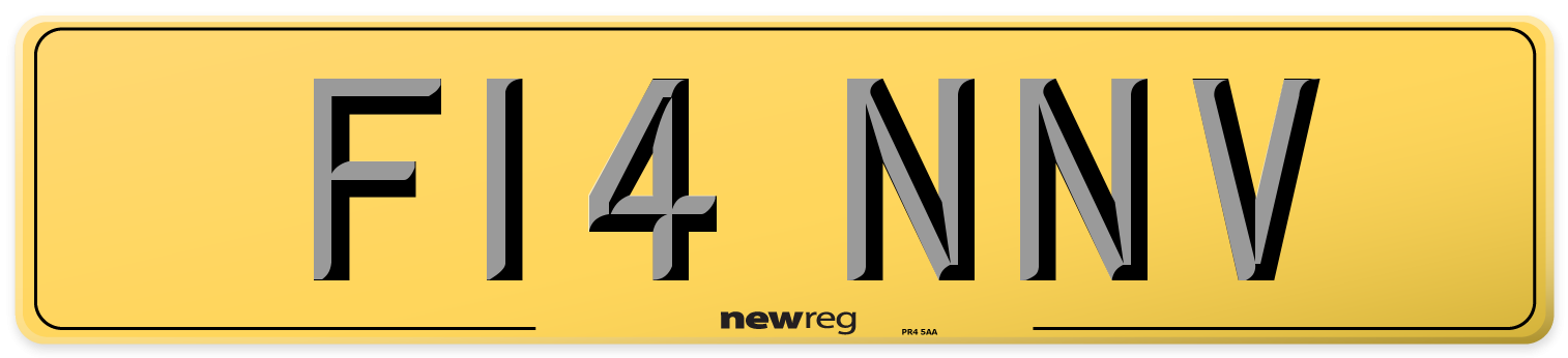 F14 NNV Rear Number Plate