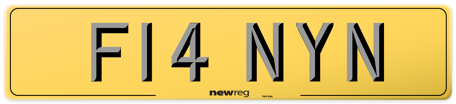 F14 NYN Rear Number Plate