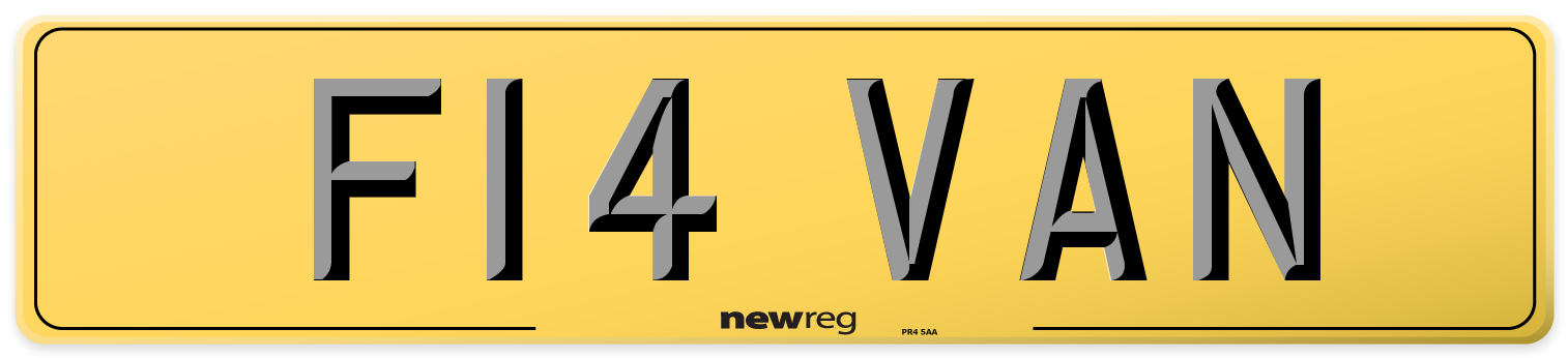 F14 VAN Rear Number Plate