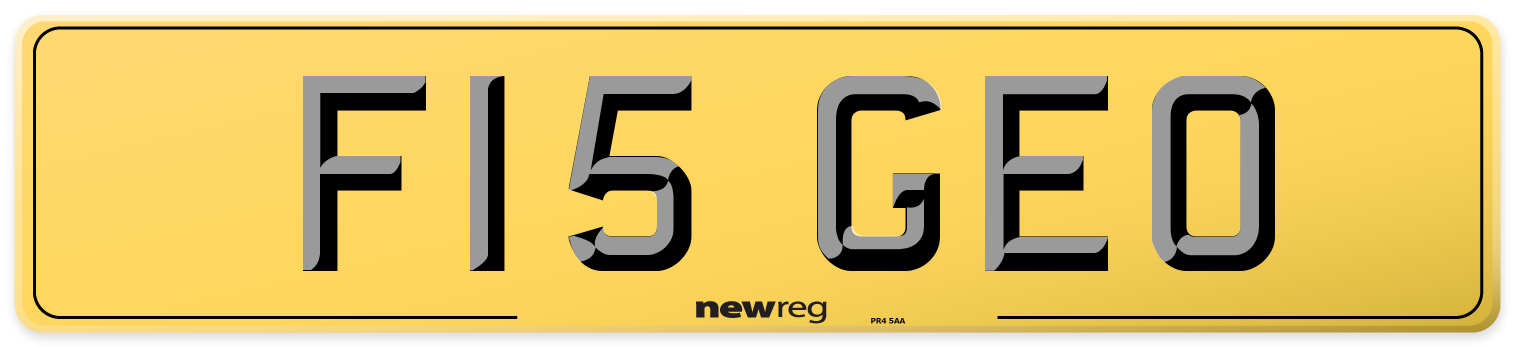 F15 GEO Rear Number Plate