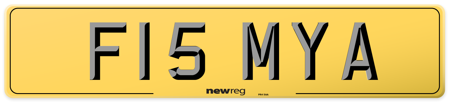 F15 MYA Rear Number Plate