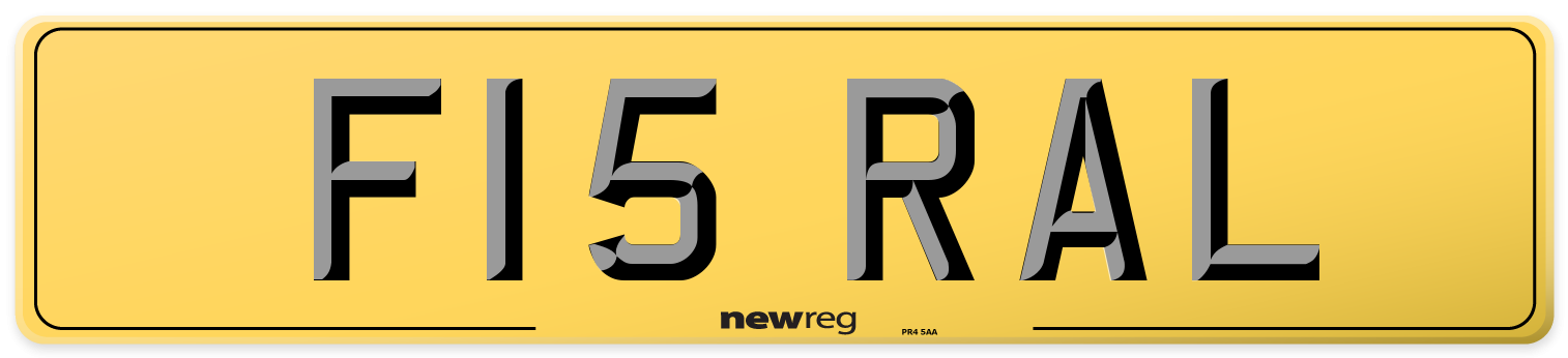 F15 RAL Rear Number Plate