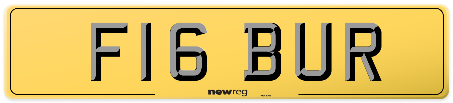F16 BUR Rear Number Plate