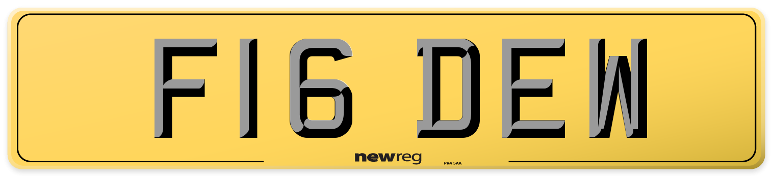 F16 DEW Rear Number Plate