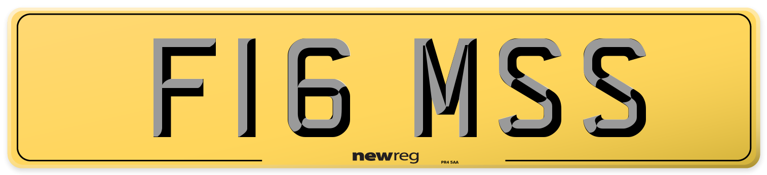 F16 MSS Rear Number Plate