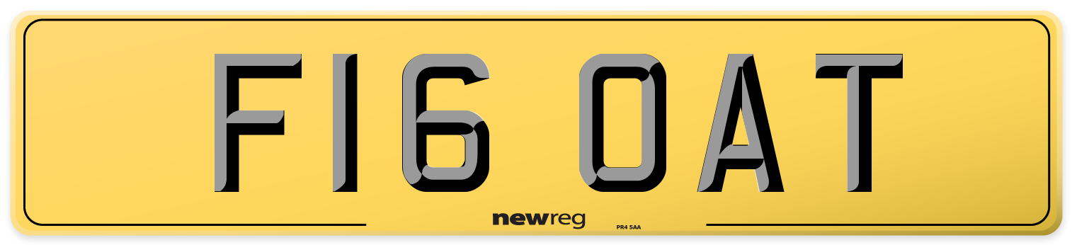 F16 OAT Rear Number Plate