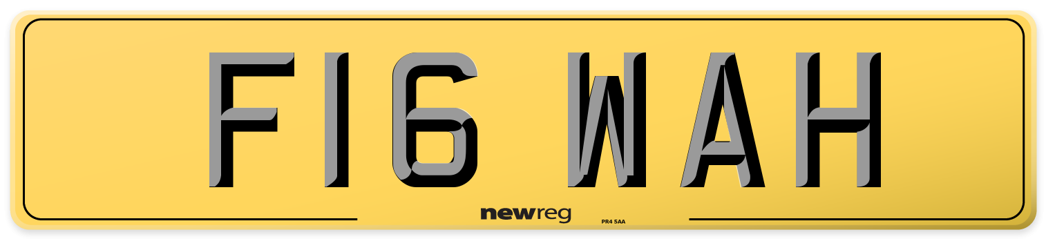 F16 WAH Rear Number Plate