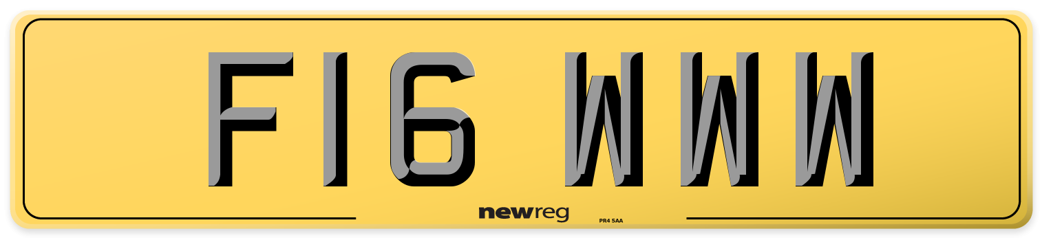 F16 WWW Rear Number Plate