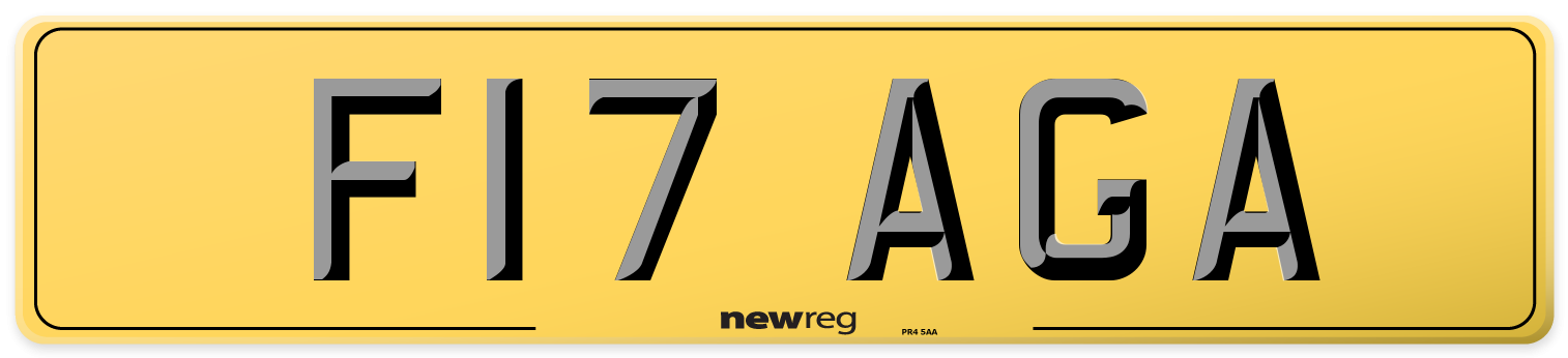 F17 AGA Rear Number Plate