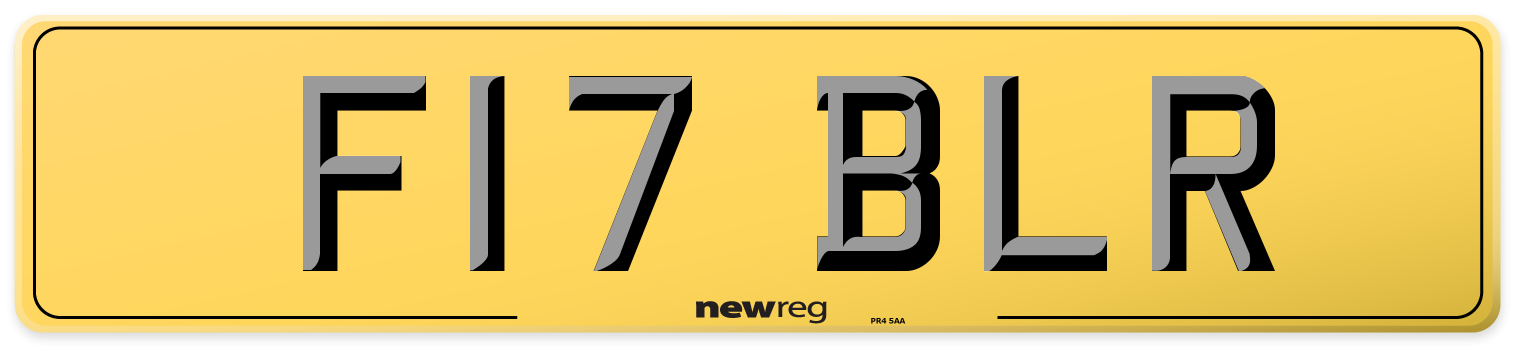 F17 BLR Rear Number Plate