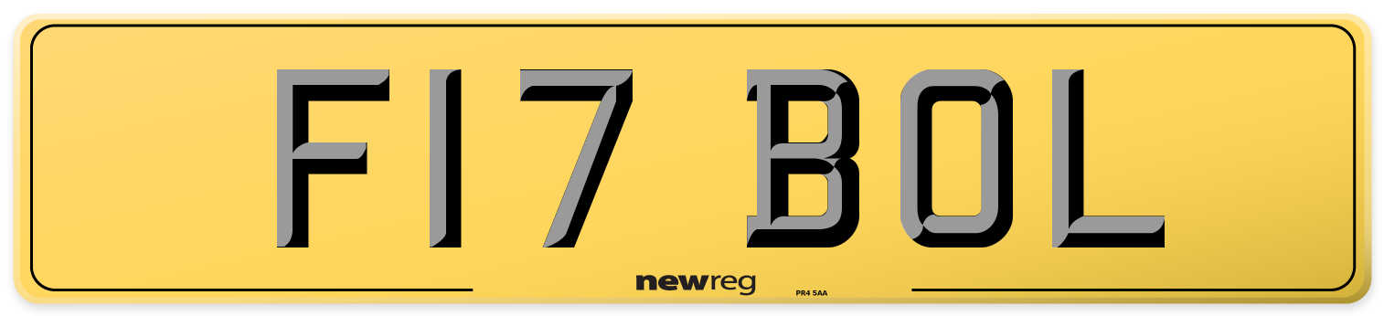 F17 BOL Rear Number Plate