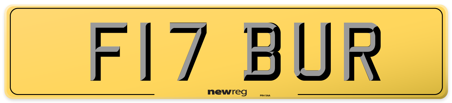 F17 BUR Rear Number Plate