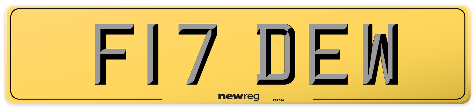 F17 DEW Rear Number Plate
