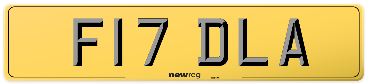 F17 DLA Rear Number Plate
