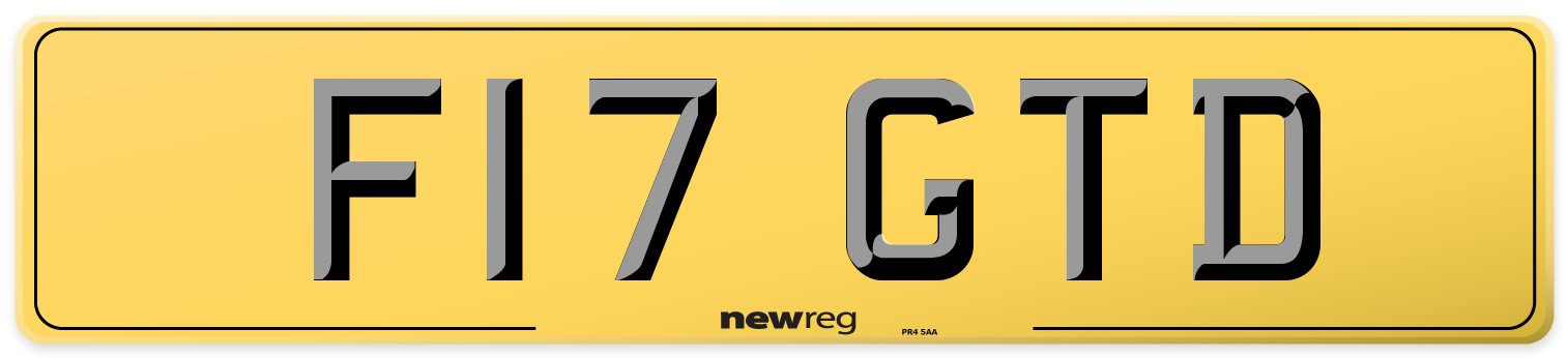 F17 GTD Rear Number Plate