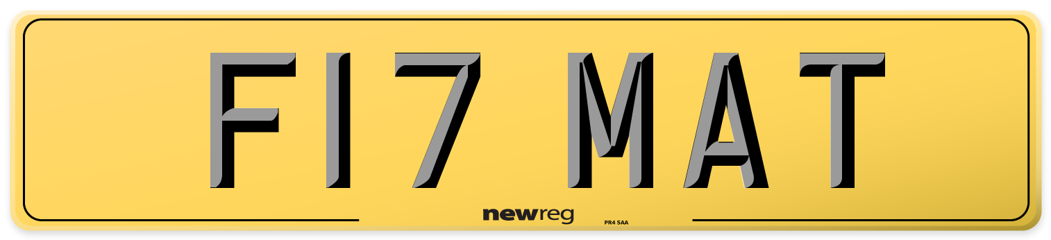 F17 MAT Rear Number Plate