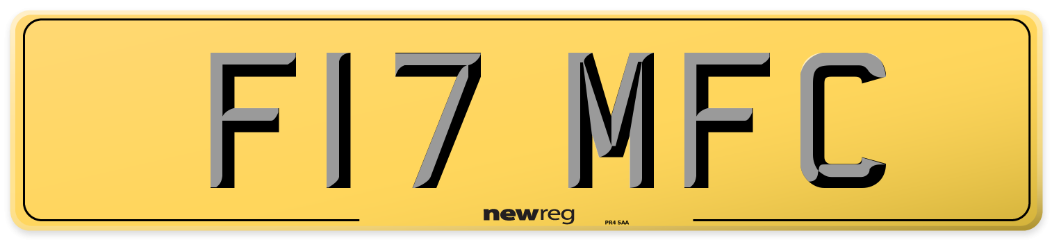 F17 MFC Rear Number Plate