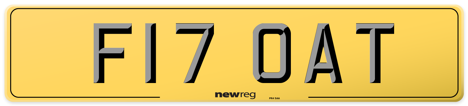 F17 OAT Rear Number Plate