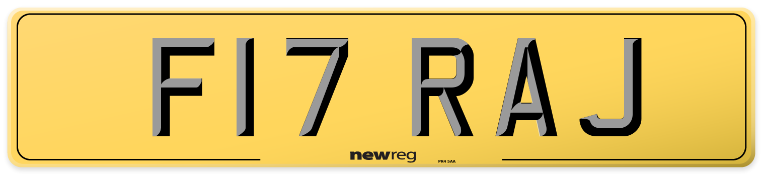 F17 RAJ Rear Number Plate