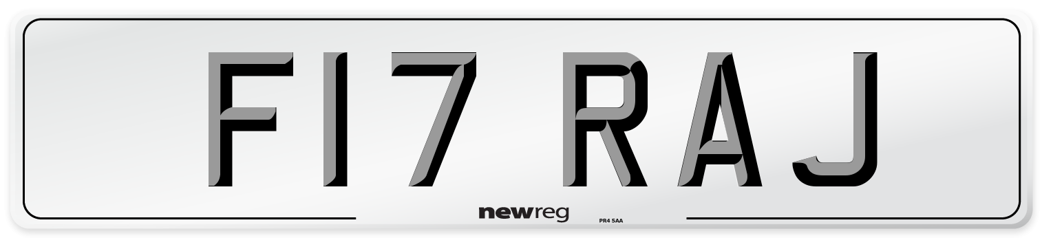 F17 RAJ Front Number Plate