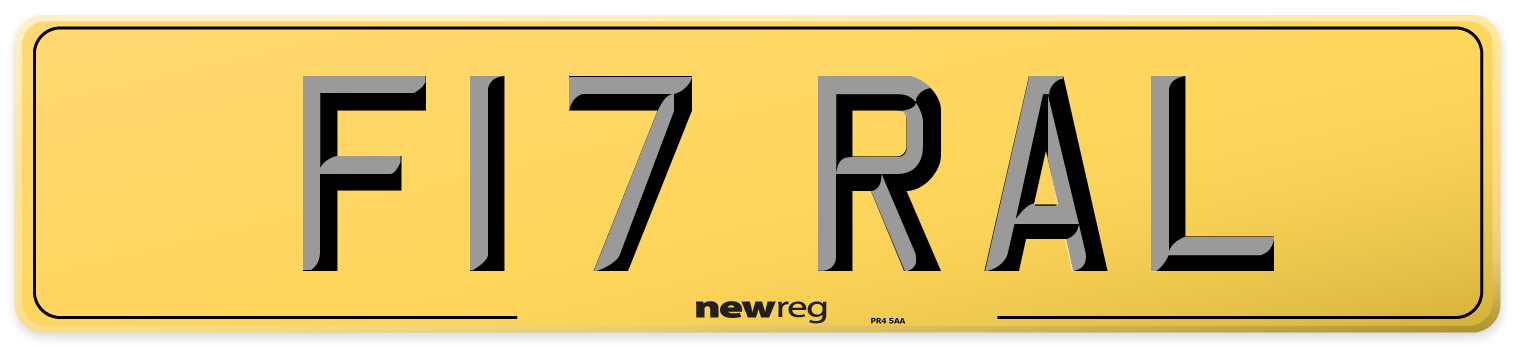 F17 RAL Rear Number Plate