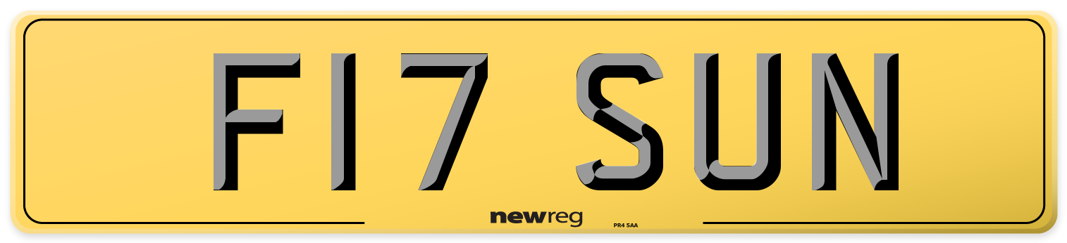 F17 SUN Rear Number Plate