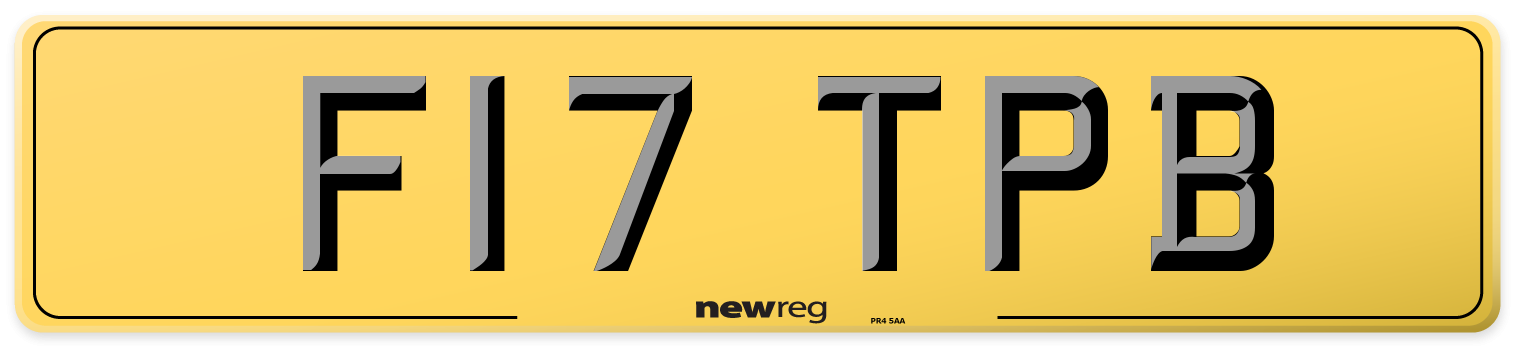 F17 TPB Rear Number Plate